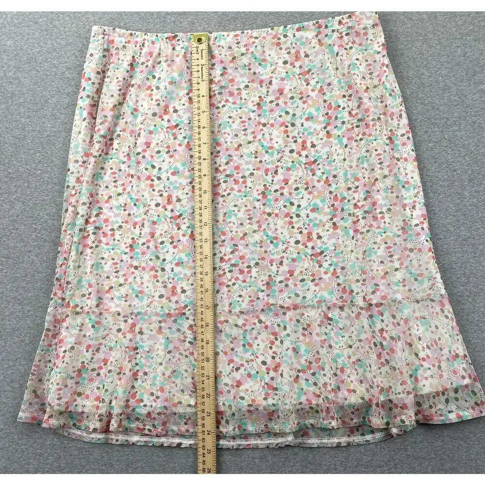 Vintage Y2K NY & Co Skirt XL Colorful Polka Dot Flare Hem Preppy Fairy Coquette